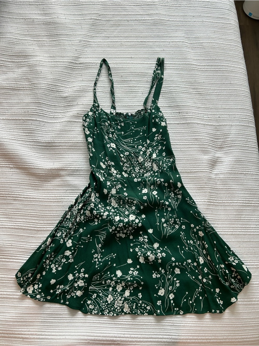 Reformation Tempest Mini Dress in Lake with white floral design size 4